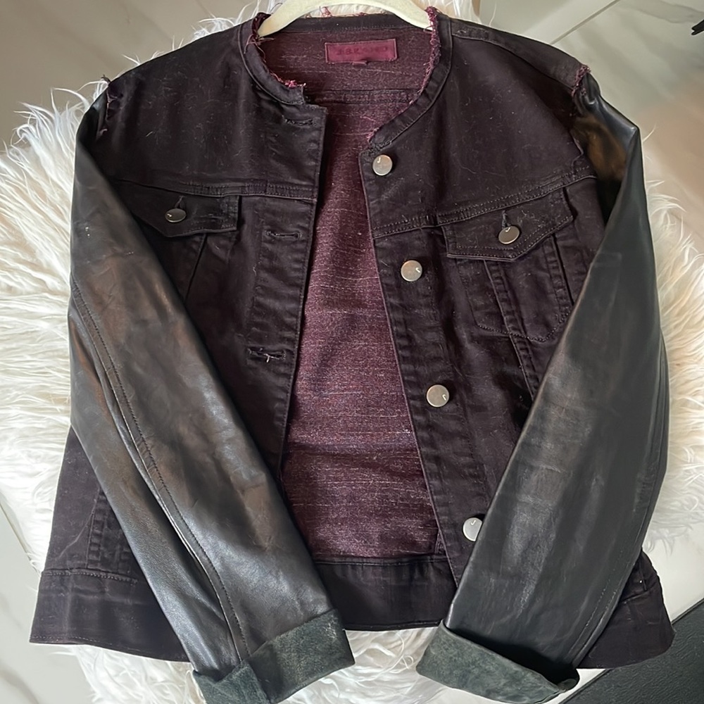 J Brand denim and leather jacket.
